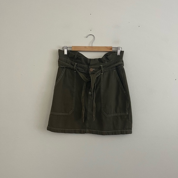 Free People Olive Green Belted Midi Skirt - Picture 3 of 6